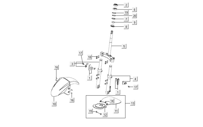 Vordergabel Kymco Carry 4-Takt weiß