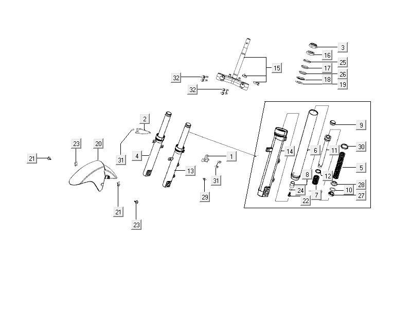 Vordergabel Kymco City 16' 4-Takt schwarz