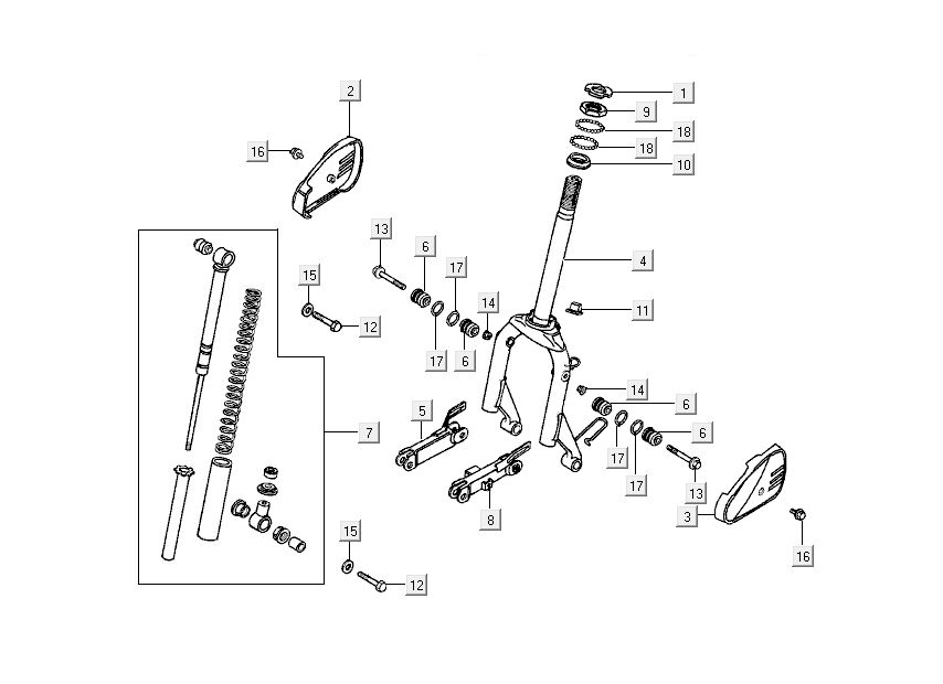 Vordergabel Kymco DJ 2-Takt Silber