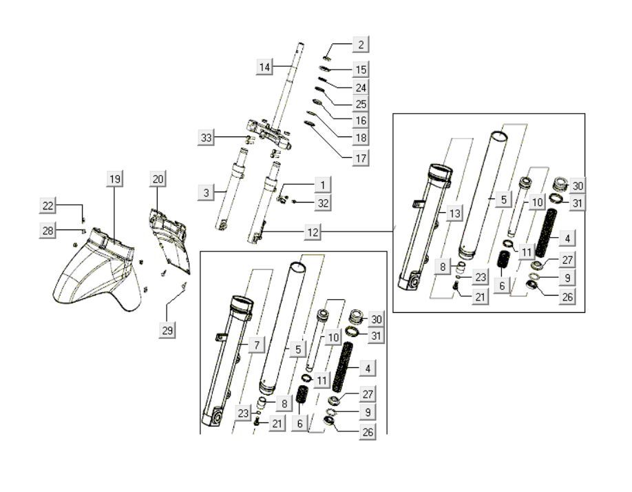 Vordergabel Kymco Like 200i Schwarz
