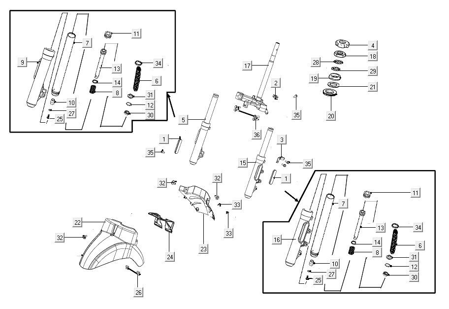 Vordergabel Kymco Like ab 2018 rot