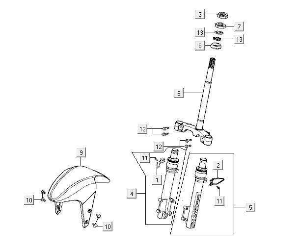 Telegabel Kymco Super9 2t lc om mattschwarz-rot