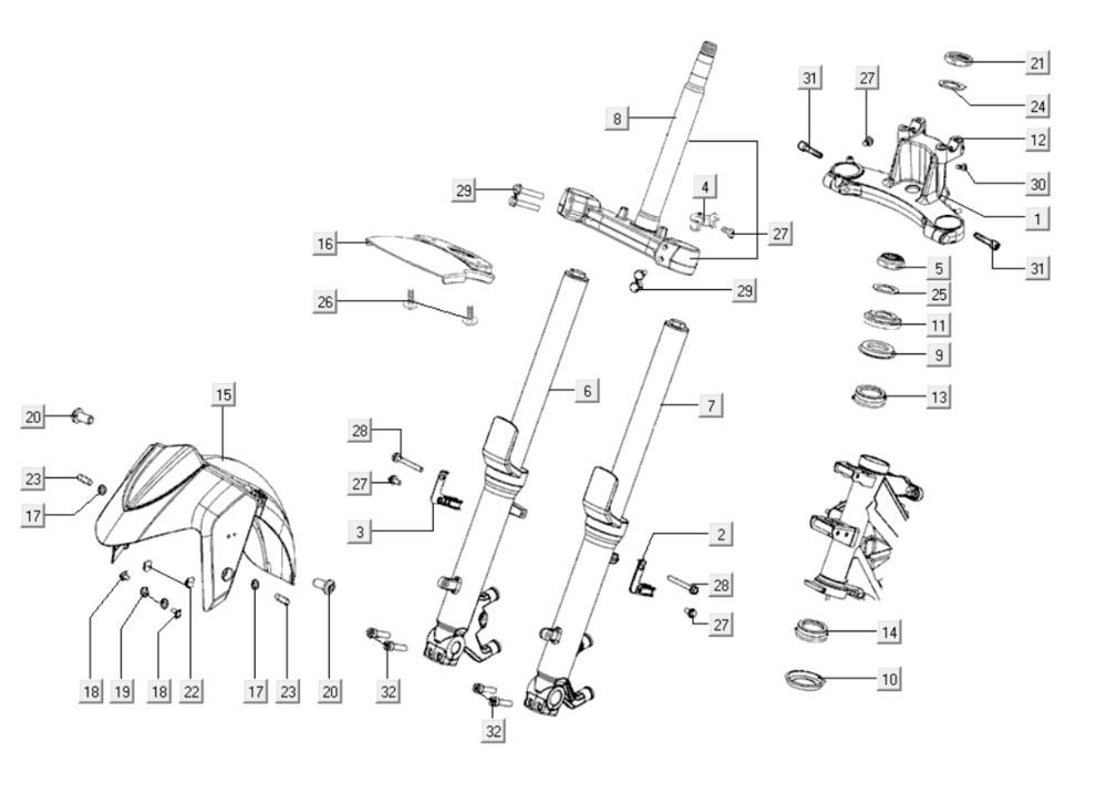 Telegabel Kymco Xciting 400i Gelb