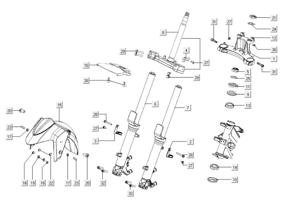 Vordergabel Kymco Xciting 400i Matt Schwarz
