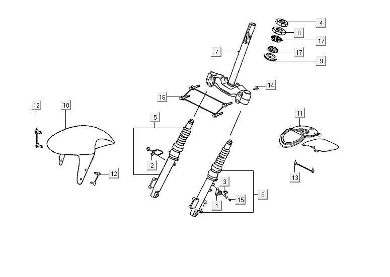 Vordergabel Kymco ZX 2t Wechselstrom silber-orange