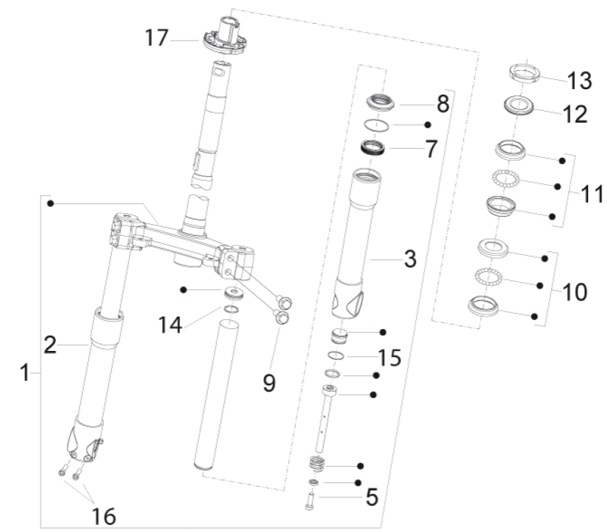 Piaggio Fly 125 4-Takt 3V IE E3 Vorderradgabel/Lenkrohr