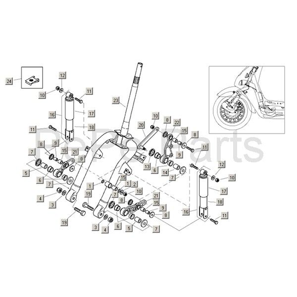 Telegabel + Zubehör Aprilia Mojito Custom 2t (Piaggio-Motor) 2004 - 2010