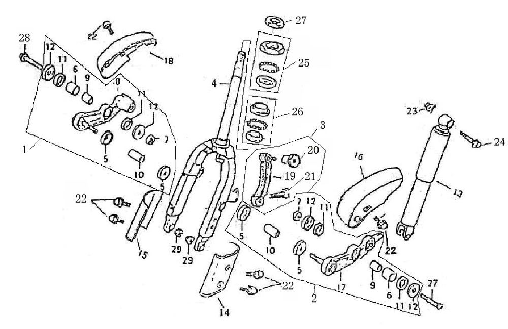 Vordergabel Vom Bella Retro weiß schwarz