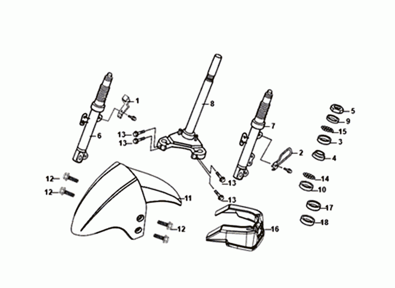 GABEL/KOTFLÜGEL/STEUERSATZ vorne Sym Orbit III Blue