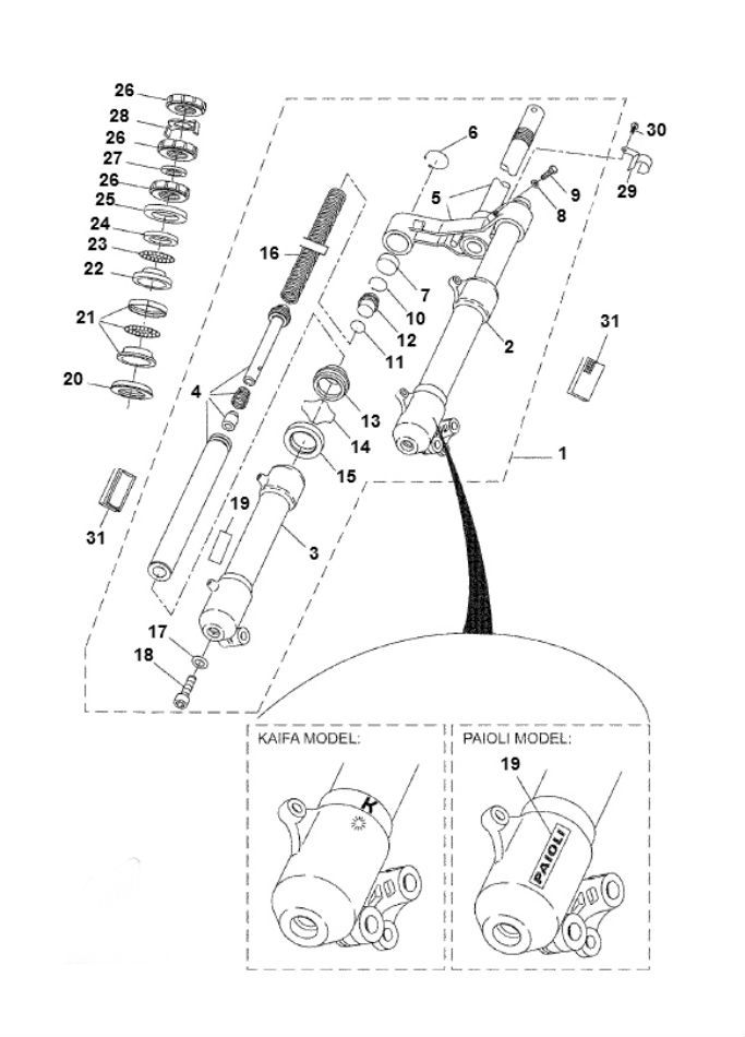 Vorderradgabel Yamaha Aerox 2-Takt