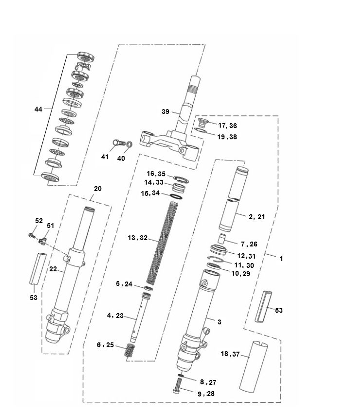 Vorderradgabel Yamaha Aerox 4-Takt 2014