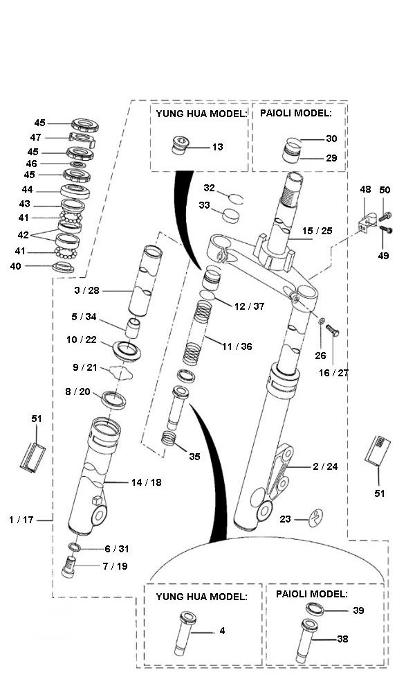 Vorderradgabel Yamaha Bw's 2-Takt