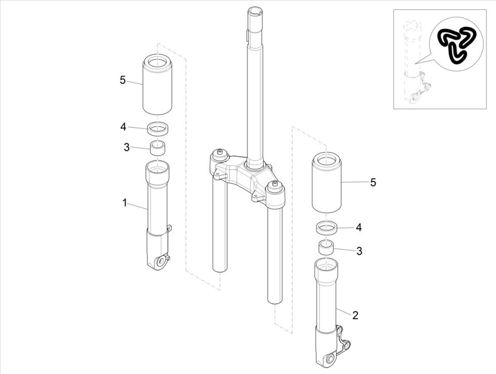 Piaggo Zip 4-Takt-Vorderradgabel (Euro5-Einspritzung IGET)