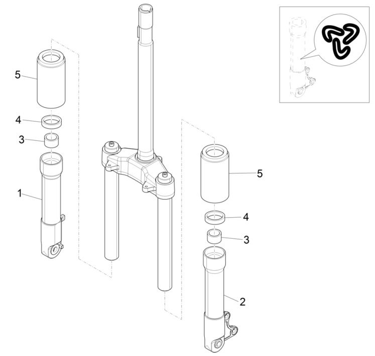 Telegabel Teile Piaggio Zip 4-Takt (Euro 4 Einspritzung IGET)