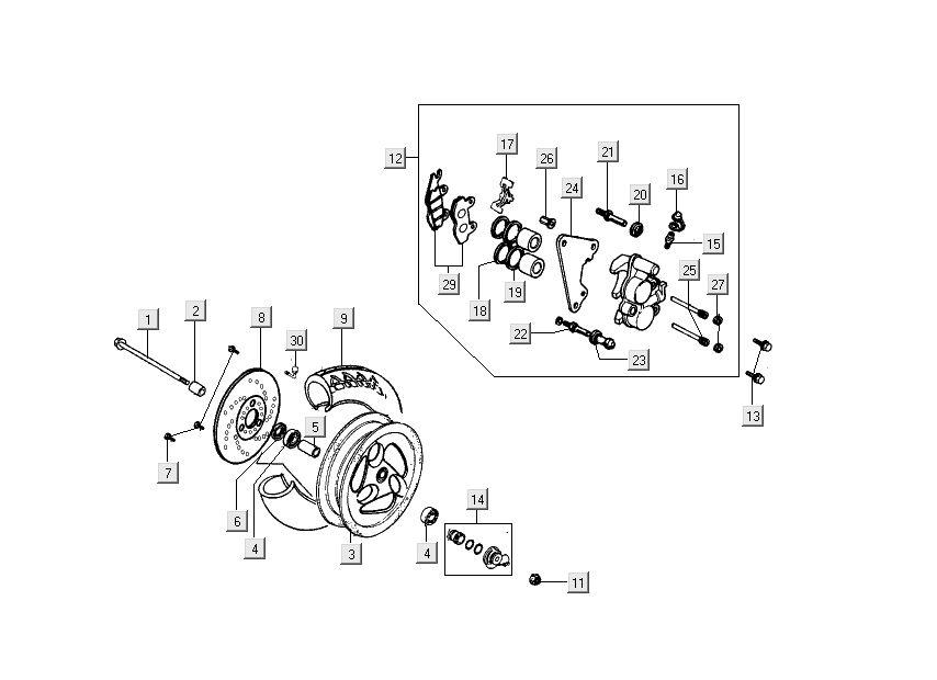 Vorderradkralle Kymco Dink LC 2-Takt Silber
