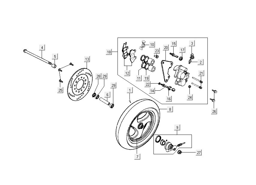 Vorderradkralle Kymco Super9 ac o.m 2-Takt mattschwarz gelb