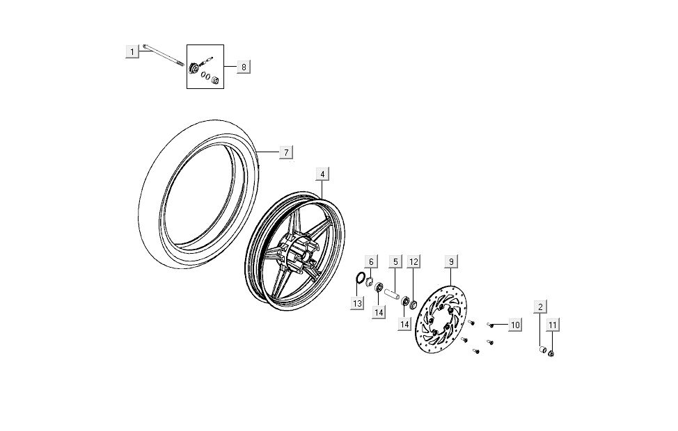 Vorderradbremse Kymco Super 8 4-Takt (2007-2009) orange