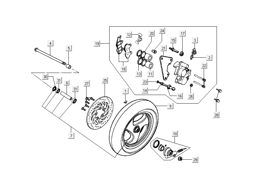 Vorderradbremssattel Kymco Grand Dink 2-Takt Anthrazit