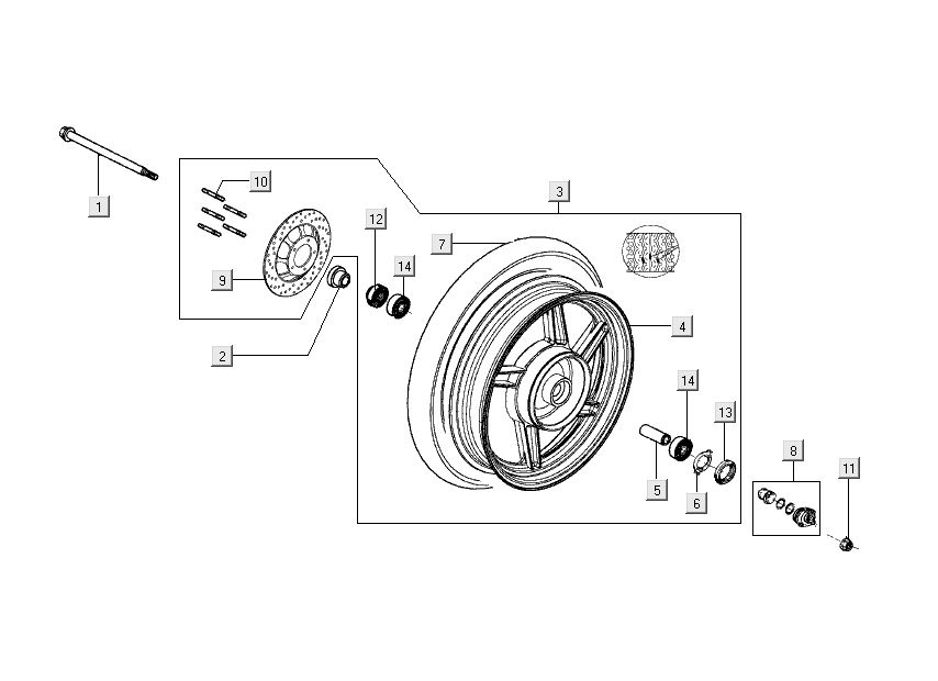 Vorderrad - Antrieb Kymco Nexxon 4-Takt dunkelgrau