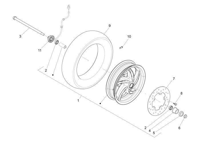 Vorderrad Piaggio New Fly 4-Takt 2-Ventil
