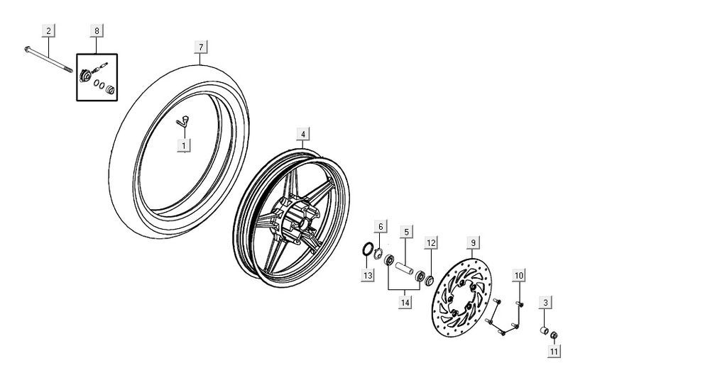 Vorderrad AGILITY 16+ 4T 125 Matt Metallic Hellblau