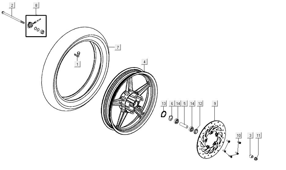Vorderrad AGILITY CITY 16 4T 125