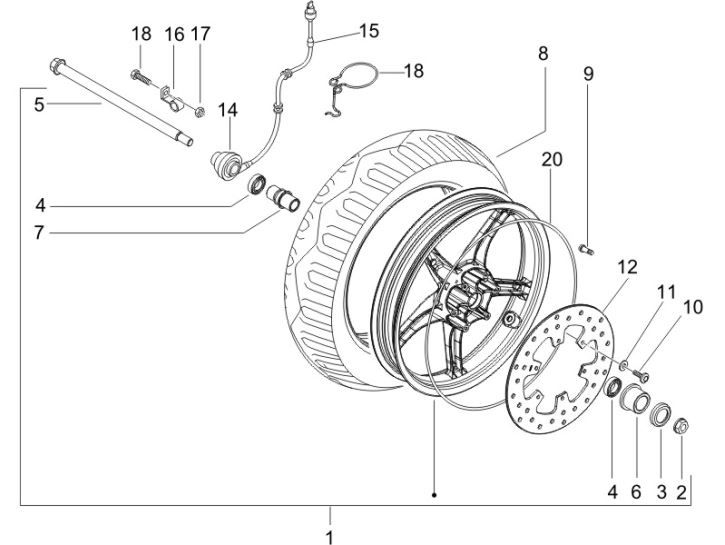 Vorderrad Gilera Runner 200cc VXR 4-Takt 2006