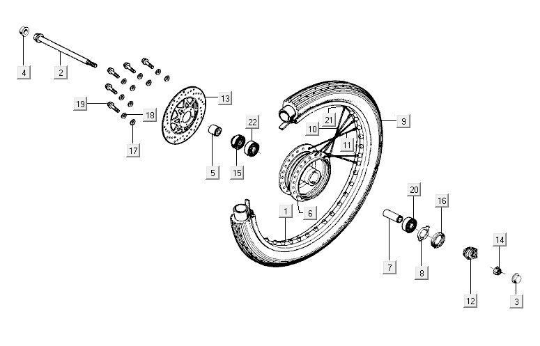 Vorderrad Kymco Activ 4-Takt Silber