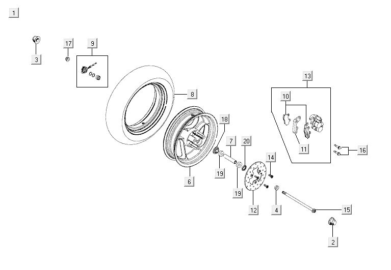 Vorderrad Kymco Agility 10' 4-Takt weiß silber