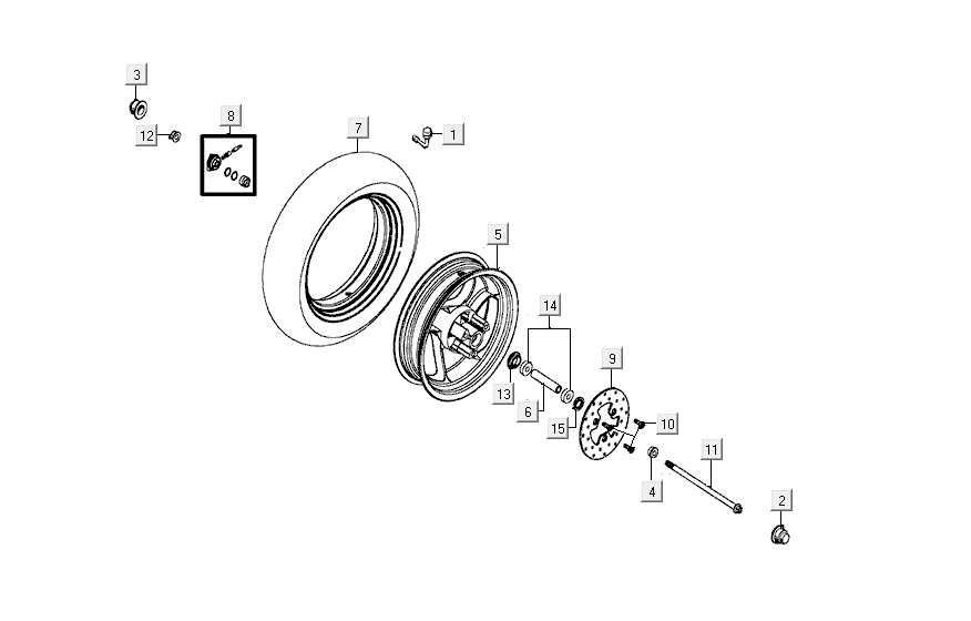 Vorderrad kymco Agility FR 12' 4-Takt euro4 weiß