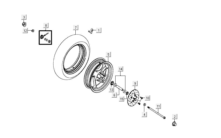 Vorderrad Kymco Carry 4-Takt schwarz