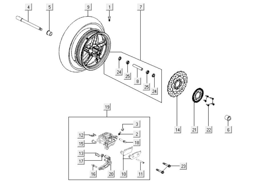 Vorderrad Kymco Downtown 300i dunkelgrau