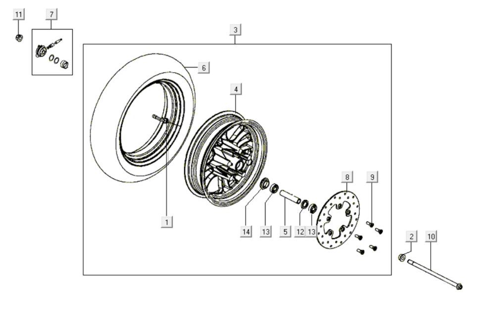 Vorderrad Kymco Like 200i Weiß