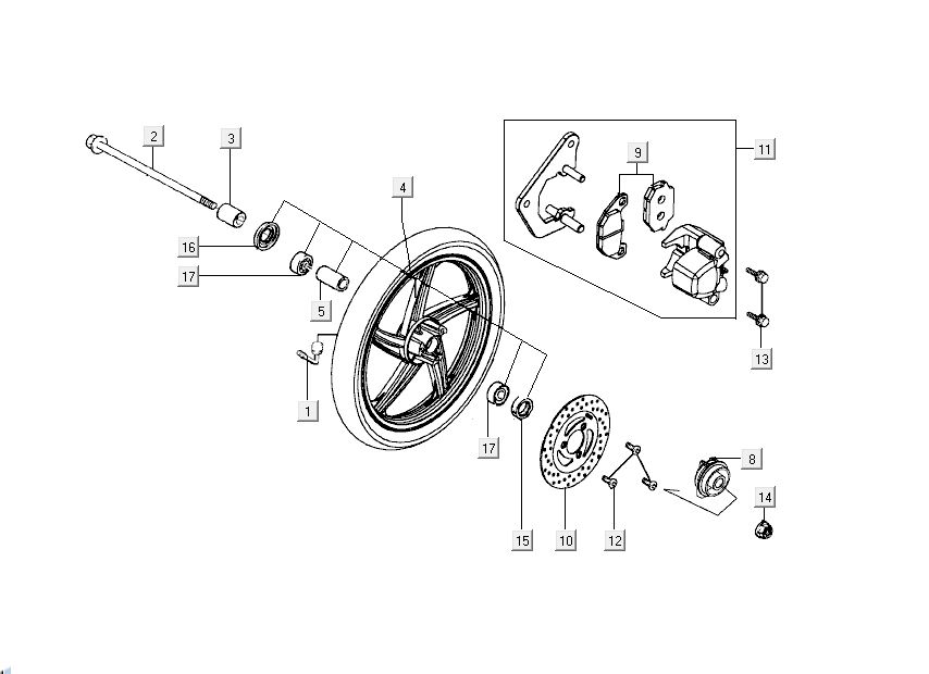 Vorderrad Kymco People 2-Takt blau