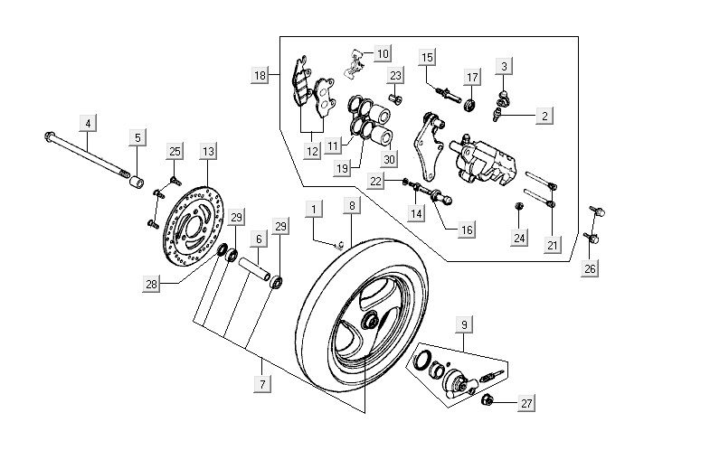 Vorderrad Kymco Super9 2t lc om mattschwarz-gelb