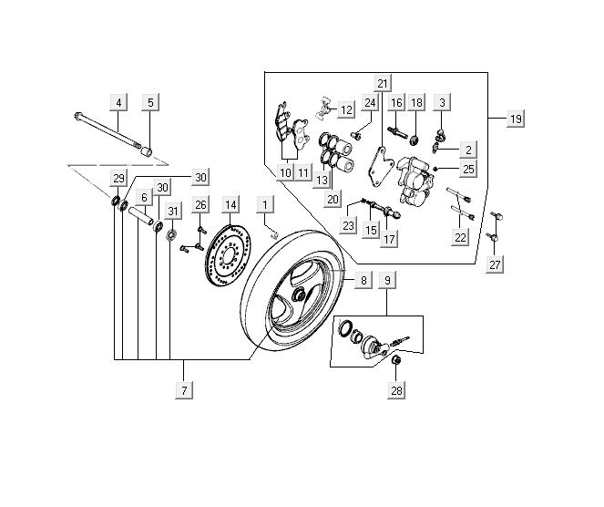 Vorderrad Kymco Yup 2t ac Silber