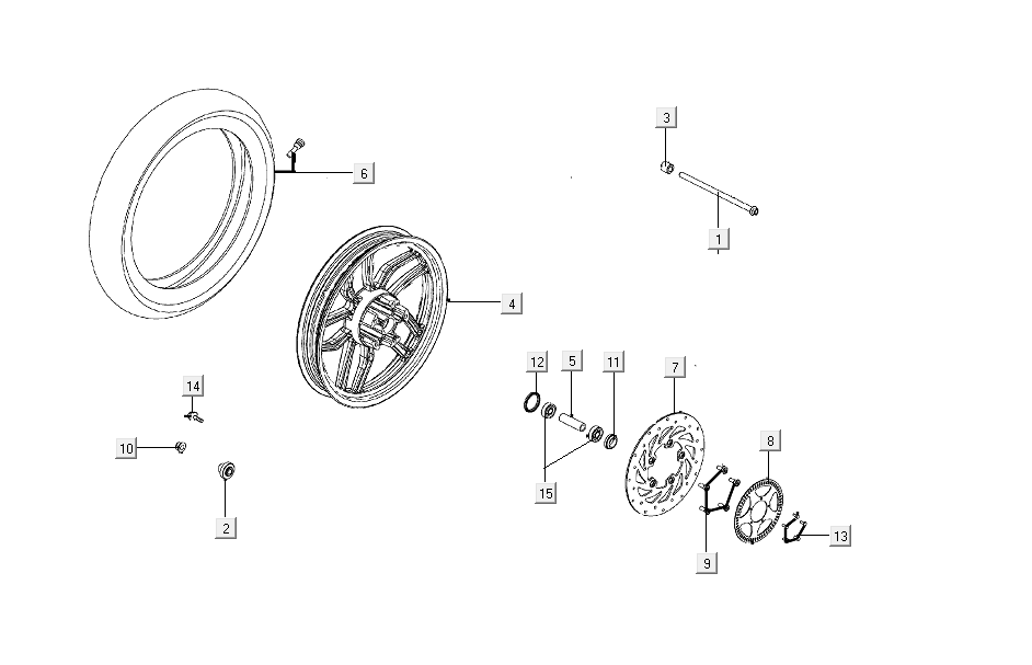 Vorderrad Kymco People S 50i E4 Matt Grau