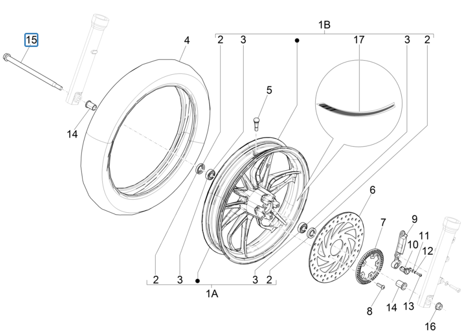 Piaggio Medley 150 4T IE ABS E4 2016-2020 Vorderrad (EMEA)