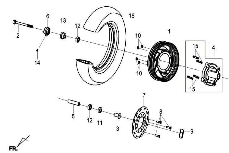 Vorderrad/Bremsscheibe Sym Mio