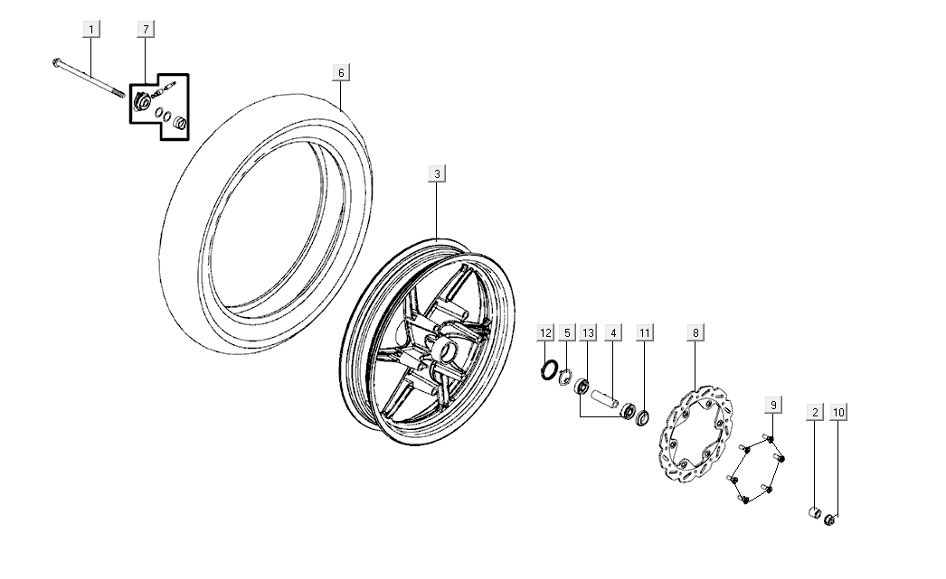 Vorderrad Kymco Super8 Street 50i E4 Matt Grau