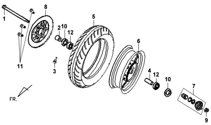 Vorderrad Sym Orbit II (WH8018P) weiß