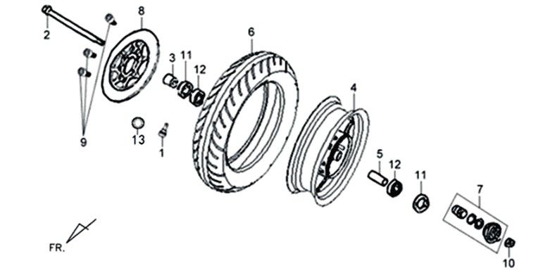 Sym XPRO 50 E4 Vorderrad