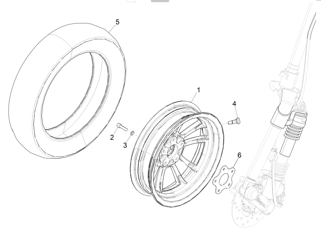 Vespa Erica 45KM/H E5 2021 (EMEA) Vorderrad