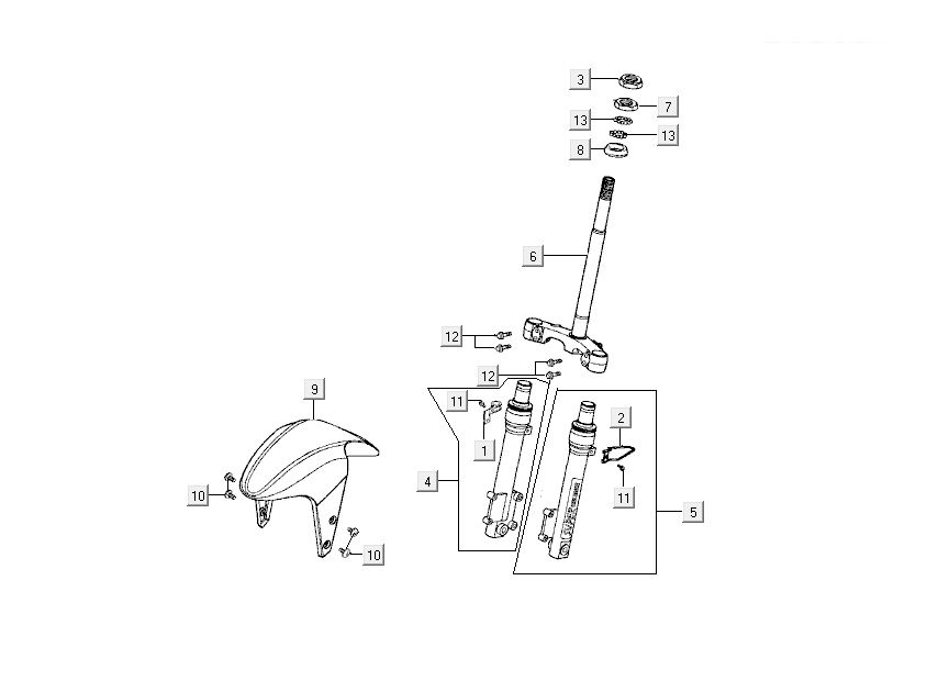 Gabeln-Spatb. Kymco Super9 2-Takt mm Silber