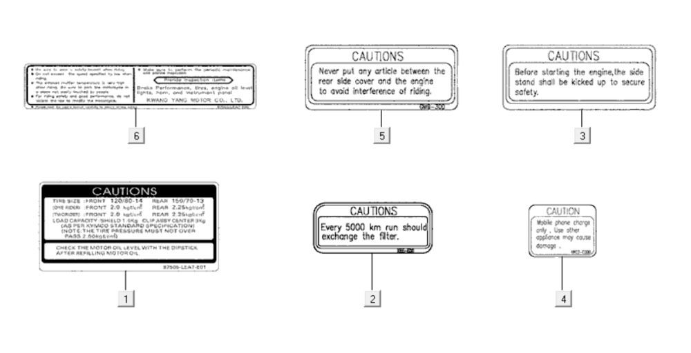 Warnaufkleber Kymco Downtown 300i dunkelgrau