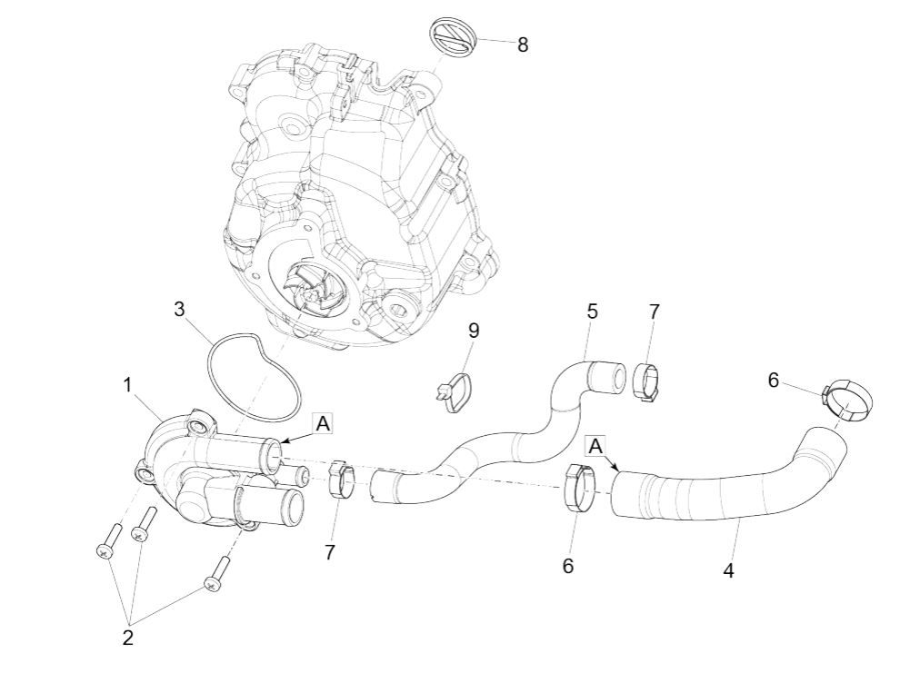 Piaggio MP3 300 HPE /300 HPE SPORT E5 ABS 2020-2022 (EMEA) Wasserpumpe