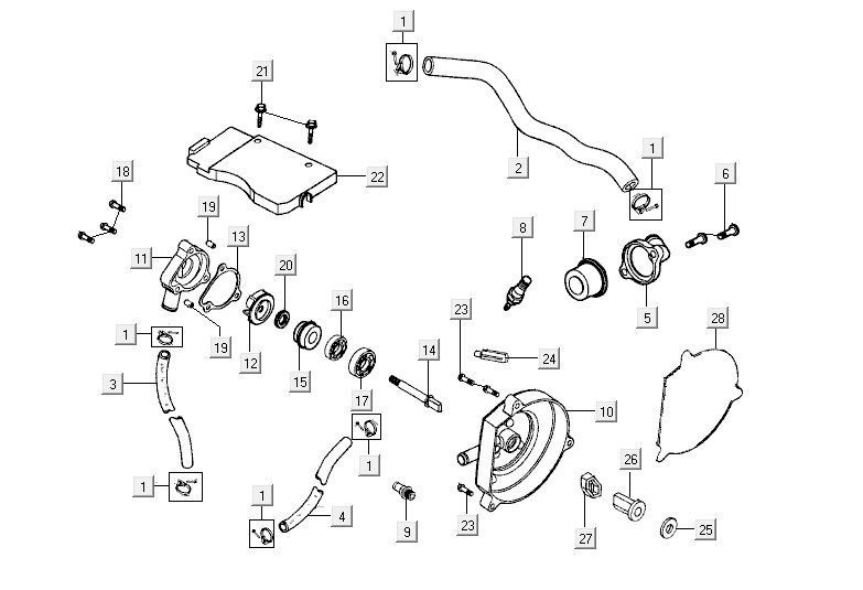 Wasserpumpe Kymco Super9 2t lc o.m mattschwarz-gelb