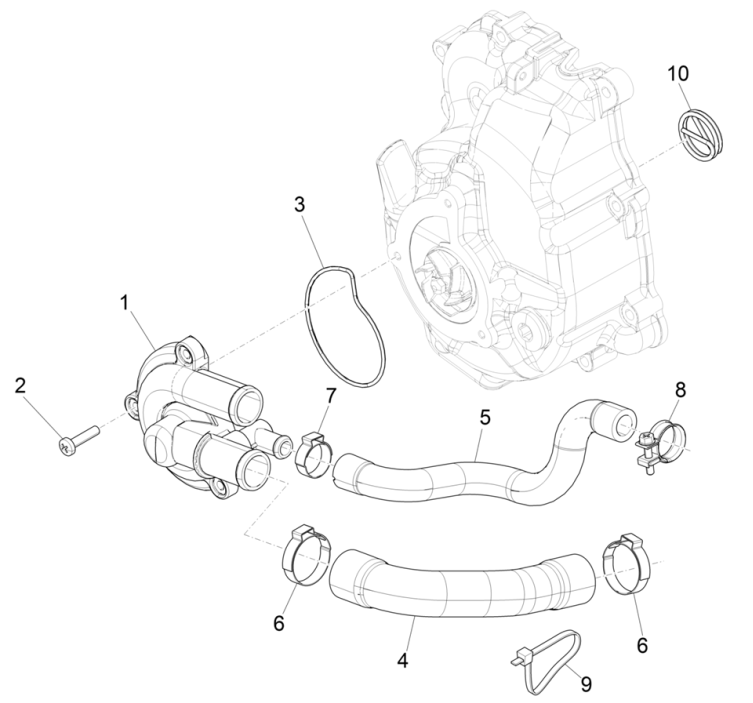 Piaggio Beverly 300 4T 4 V HPE ABS E5 2021-2022 (EMEA)-Waterpomp Piaggio Beverly 300 4T 4V HPE ABS E5 2021-2022 (EMEA)