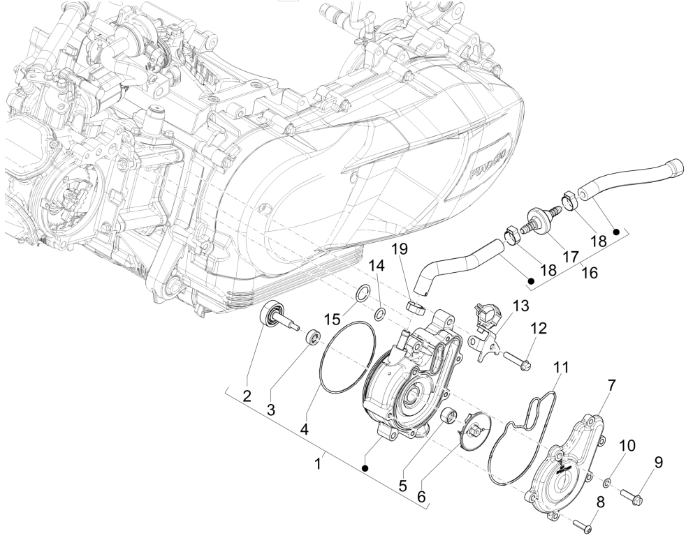 Piaggio Medley 150 4T IE ABS E4 2016-2020 Wasserpumpe (EMEA)