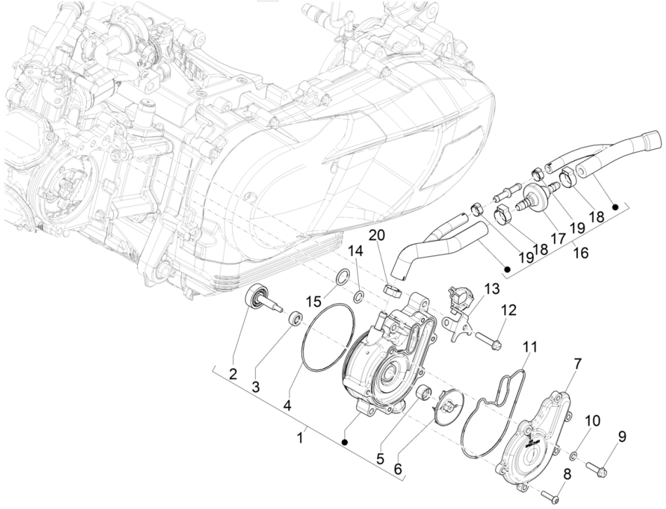 Vespa GTS 125 4T E5 ABS 2021 (EMEA) Wasserpumpe